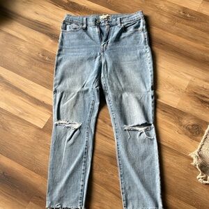 Madewell Light Blue Distressed Straight Leg Jeans